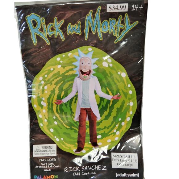 Teen Boys Rick Costume - Rick and Morty Size XL (14-16) Halloween Multi-Colored - Picture 2 of 11
